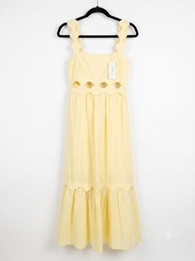 NWT. Petal & Pup Women’s Butter Yellow Scallop-Trim Sundress. Size Medium